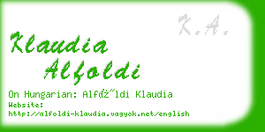 klaudia alfoldi business card